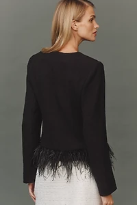 Hutch Malina Faux-Feather Trim Tweed Jacket
