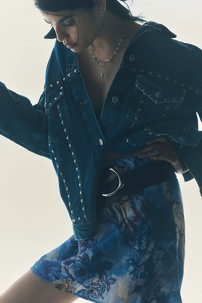 The Weston Denim Boyfriend Jacket by Pilcro: Studded Edition