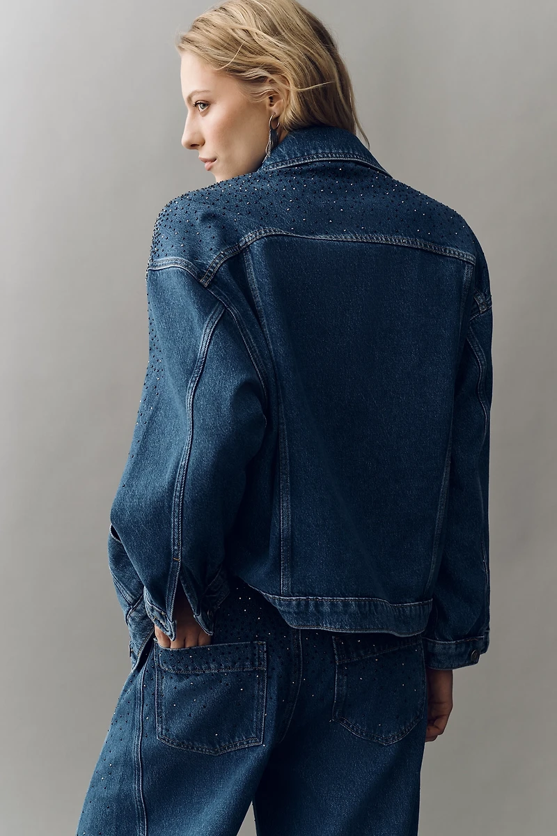 The Weston Rhinestone Denim Boyfriend Jacket by Pilcro