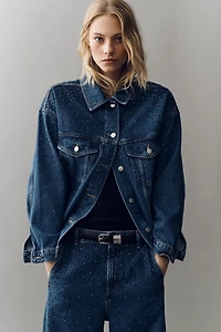 The Weston Rhinestone Denim Boyfriend Jacket by Pilcro