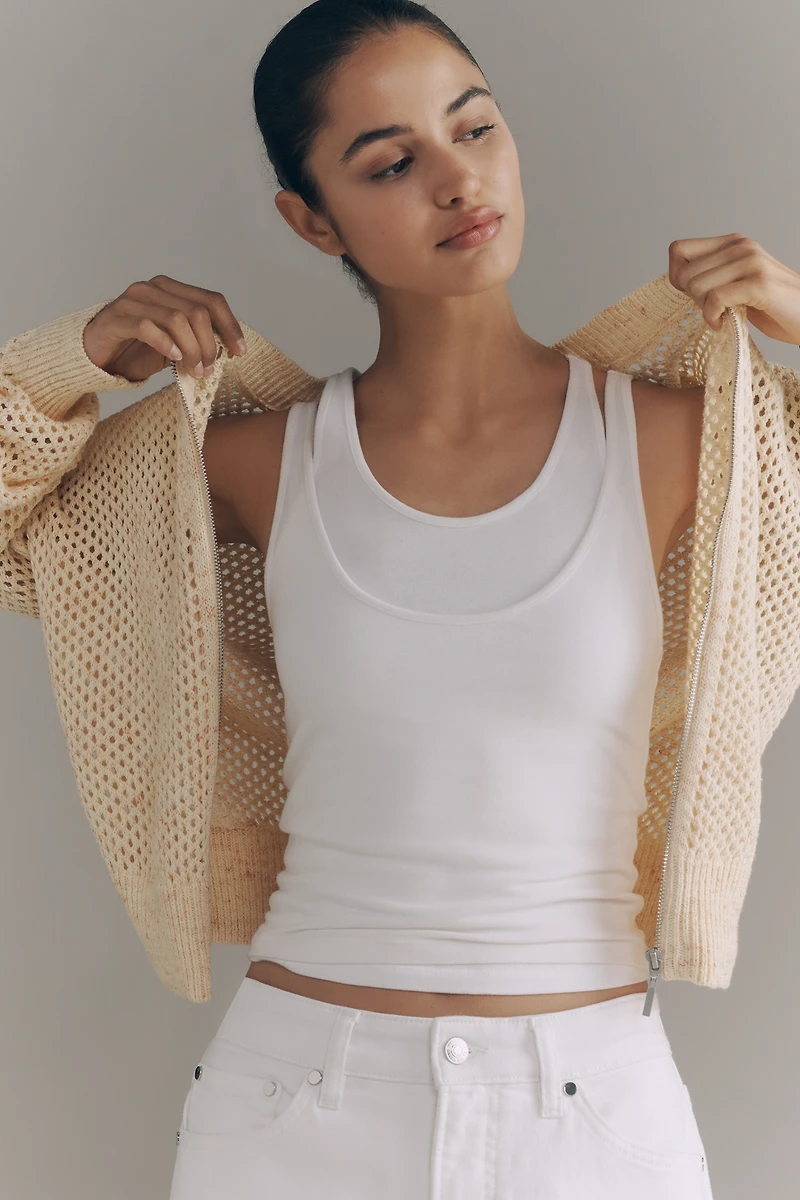 Pilcro Stitchy Bomber Cardigan Sweater