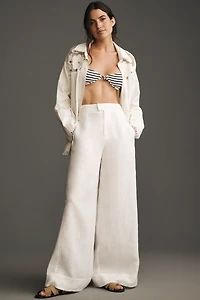 By Anthropologie Crochet Scallop-Hem Shirt Jacket