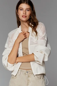 By Anthropologie Cotton Embroidered Bomber Jacket