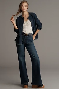 Pilcro Collarless Peplum Denim Jacket