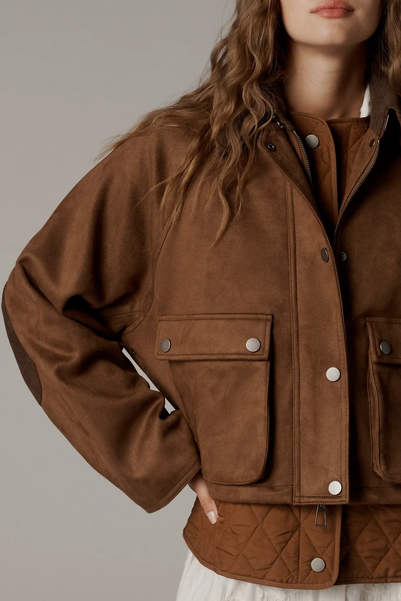 By Anthropologie Faux-Suede Twofer Jacket