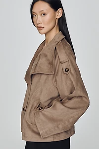 Maeve Funnel-Neck Short Trench Coat