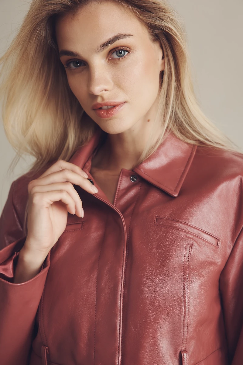 Lamarque Gia Cropped Leather Jacket