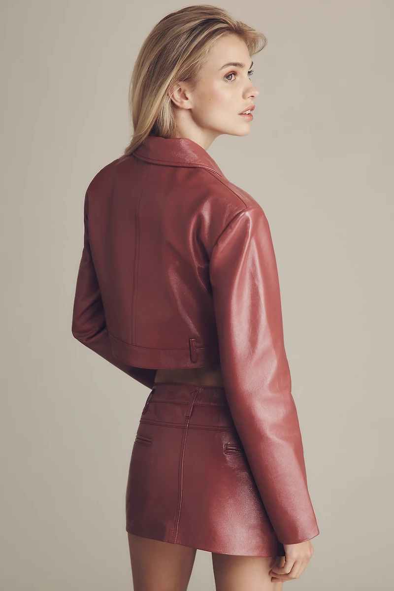 Lamarque Gia Cropped Leather Jacket