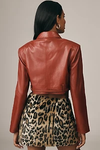 Lamarque Gia Leather Crop Moto Jacket