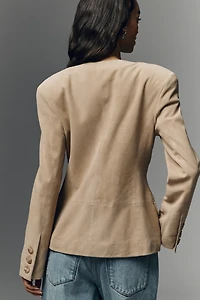 Lamarque Abitha Collarless Suede Blazer