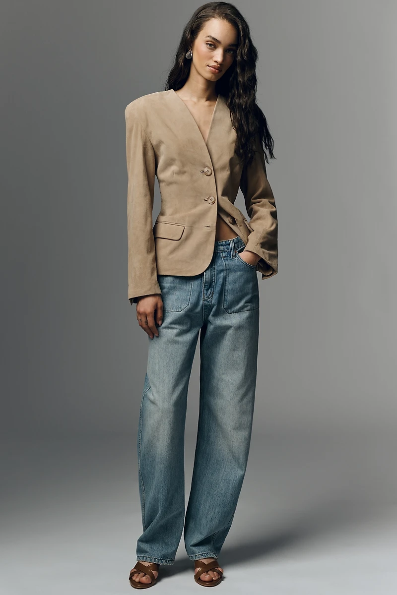 Lamarque Abitha Collarless Suede Blazer