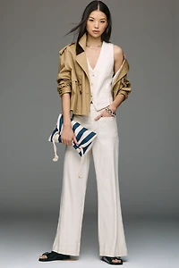 Maeve Linen V-Neck Button-Front Vest