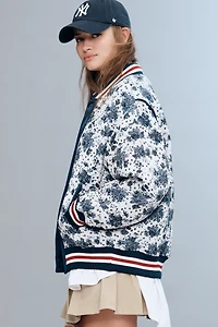 Maeve Floral Jacquard Bomber Jacket