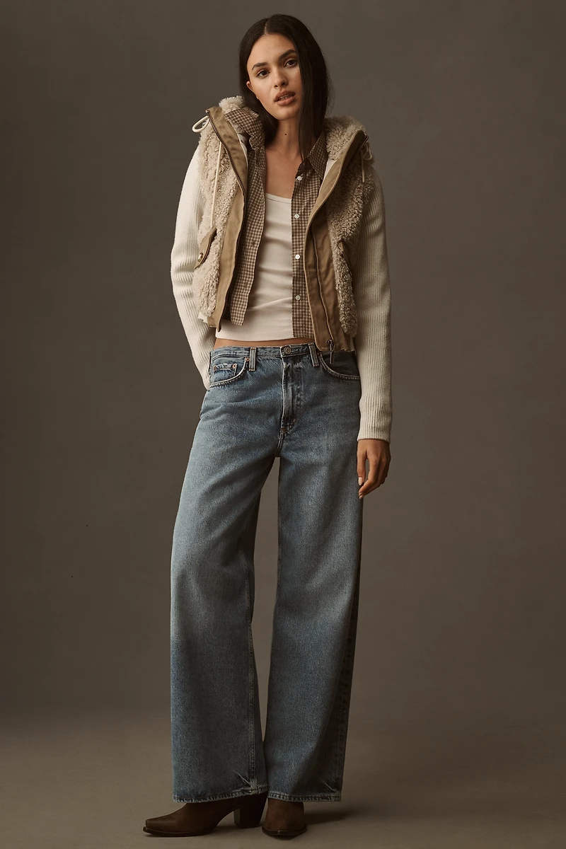 Pilcro Hooded Sherpa Sweater Jacket