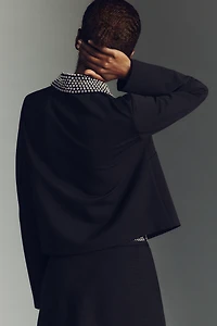 Maeve Embellished Collar Crop Knit Jacket