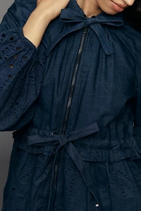 Maeve Embroidered Hooded Denim Jacket