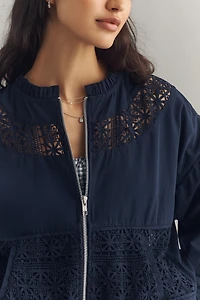By Anthropologie Lace Bomber Jacket