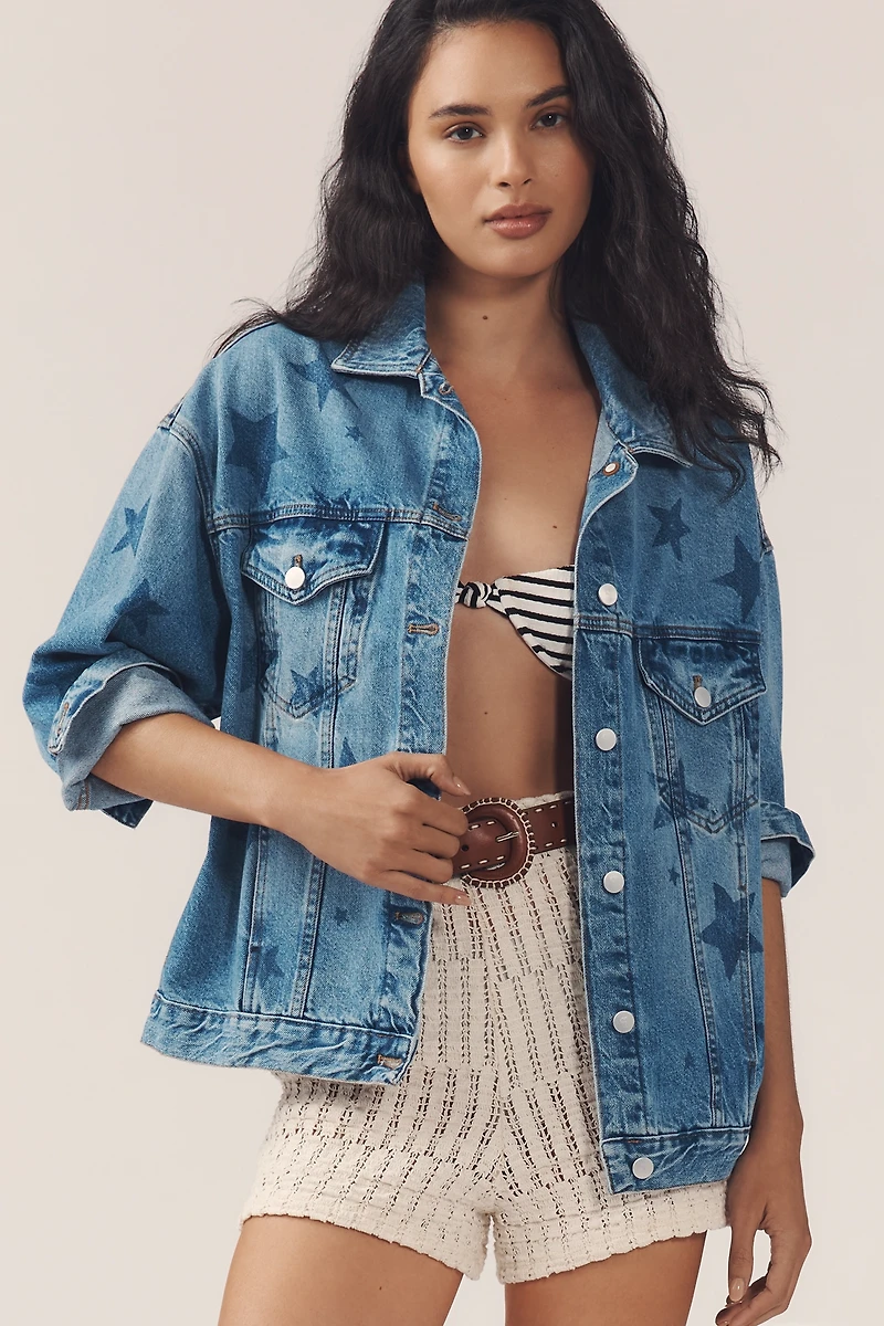 The Weston Denim Boyfriend Jacket by Pilcro: Star Print Edition