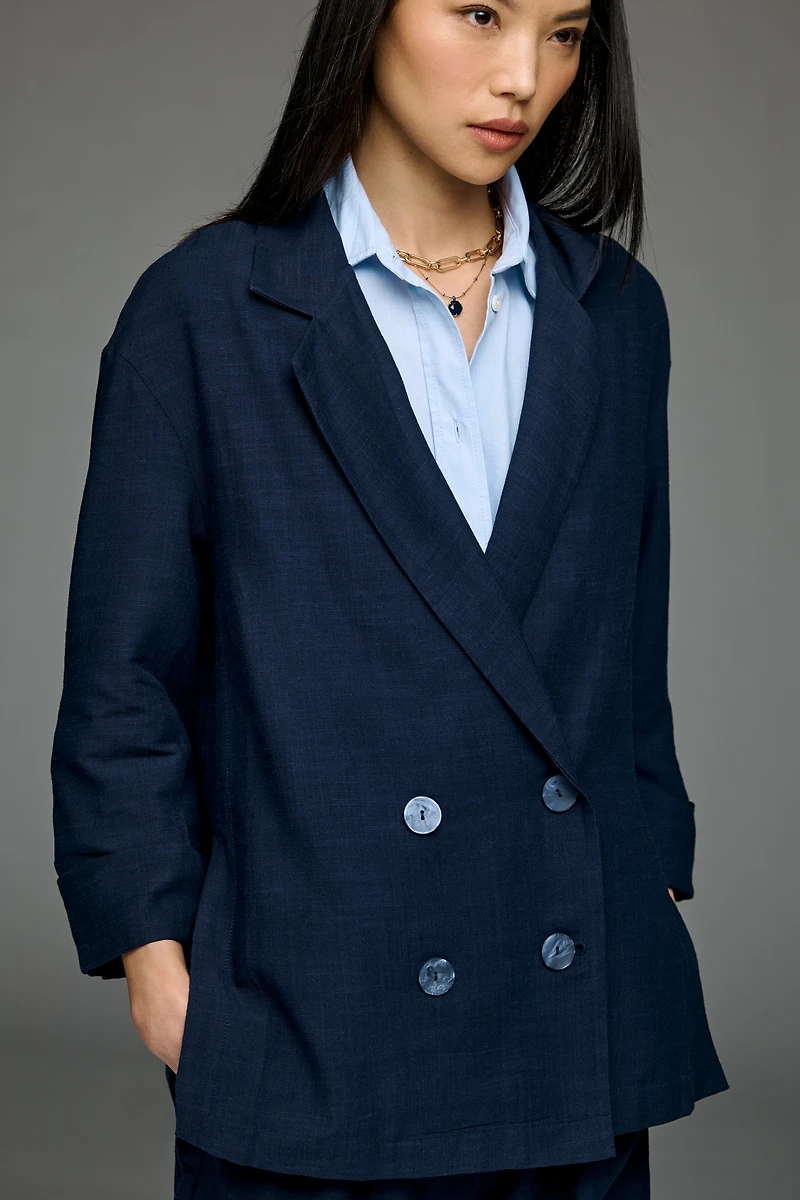 By Anthropologie Short-Sleeve Oversized Blazer