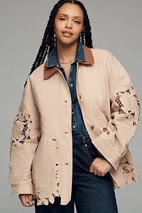 By Anthropologie Cotton Floral Cutwork Barn Jacket