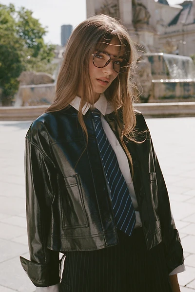 FRNCH Patent Faux-Leather Jacket
