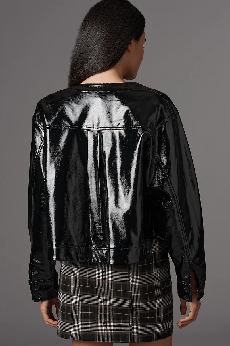 FRNCH Patent Faux-Leather Jacket