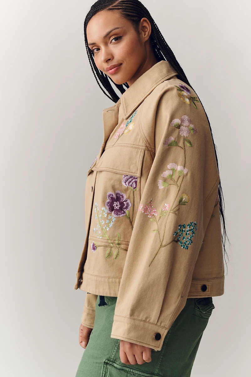 By Anthropologie Floral Embroidered Jacket