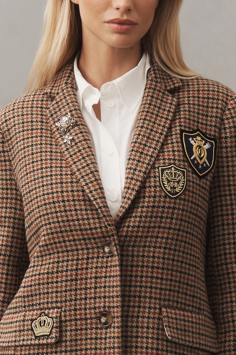 By Anthropologie Patches Houndstooth Blazer