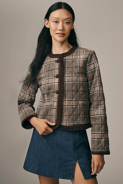 By Anthropologie Quilted Plaid Lady Jacket