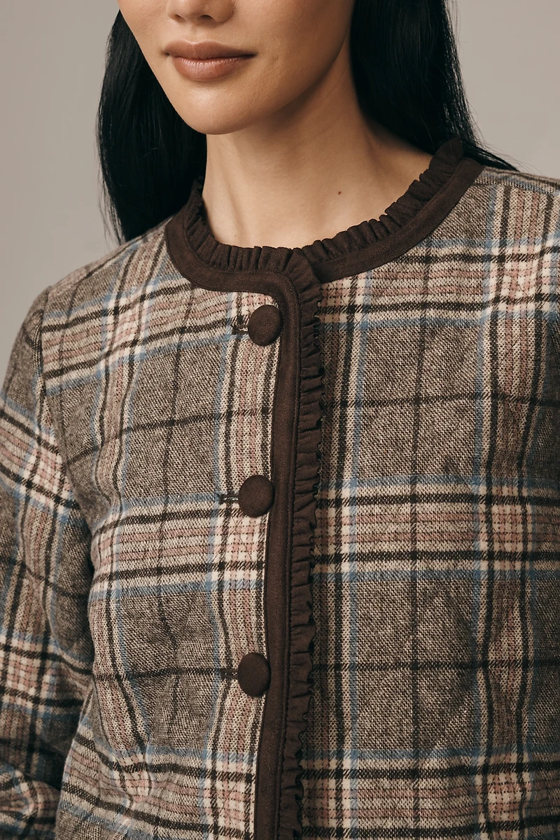 By Anthropologie Quilted Plaid Lady Jacket