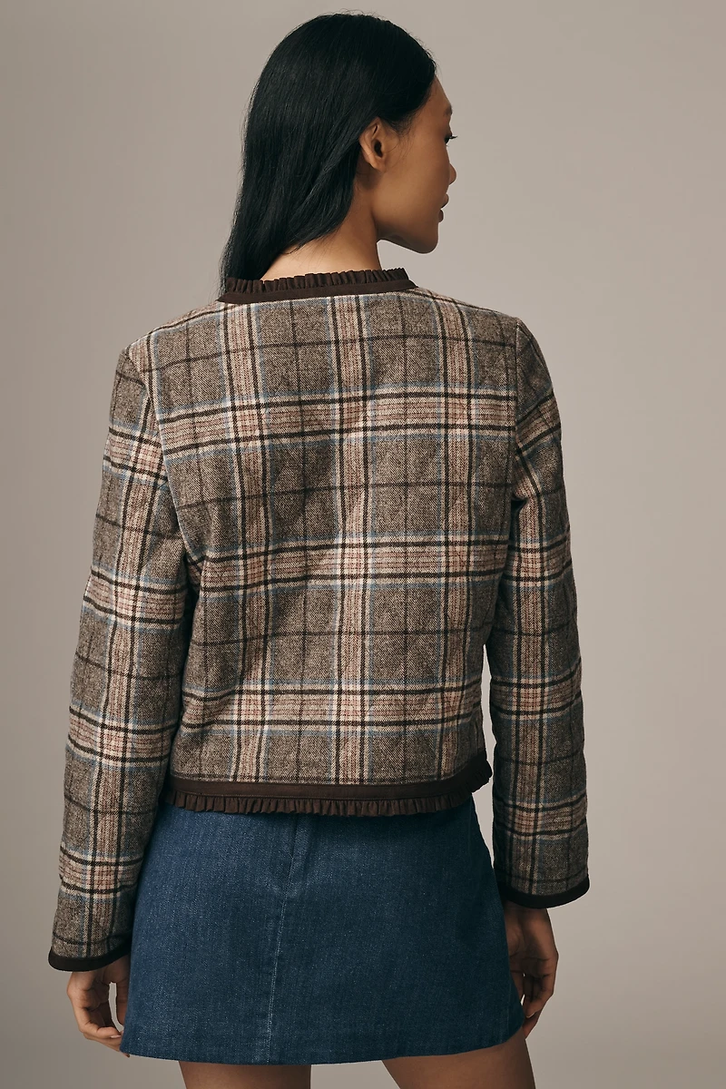 By Anthropologie Quilted Plaid Lady Jacket