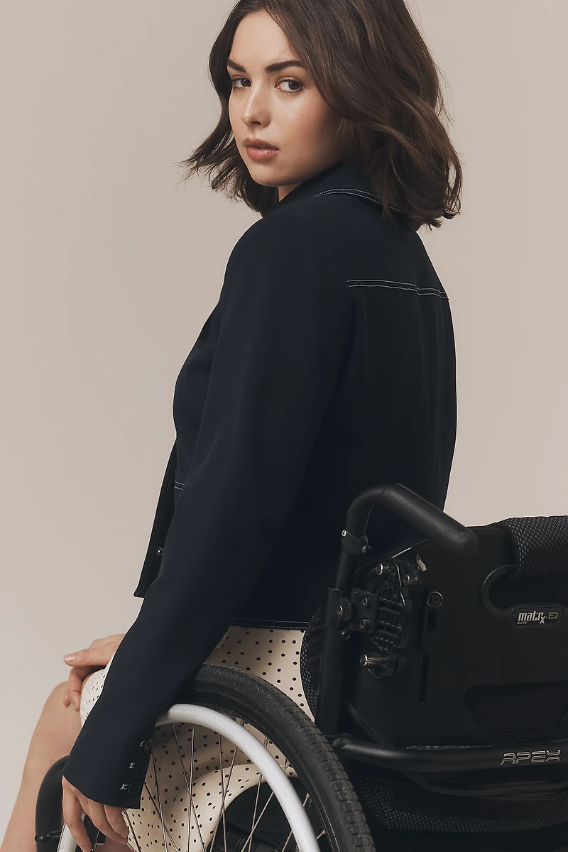 Central Park West Topstitch Knit Jacket