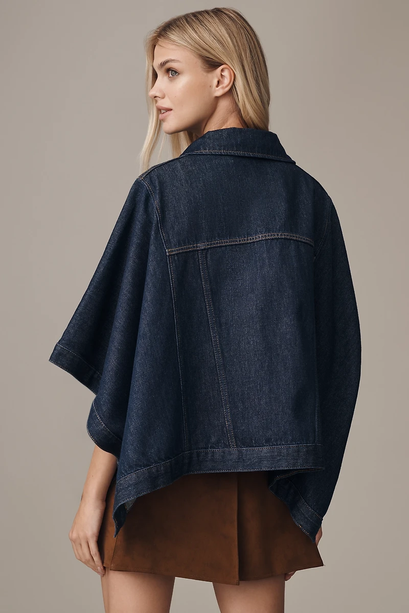 Pilcro Oversized Half-Sleeve Denim Trucker Jacket