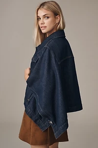Pilcro Oversized Half-Sleeve Denim Trucker Jacket