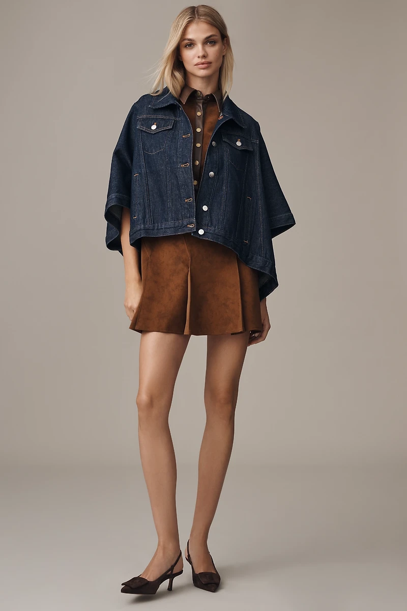 Pilcro Oversized Half-Sleeve Denim Trucker Jacket