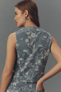 Pilcro Floral Denim Vest