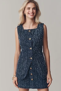 Maeve Needle-Punched Denim Vest