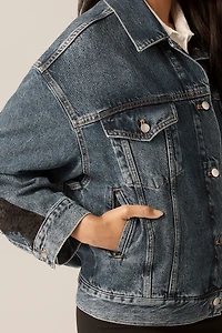 The Weston Lace Denim Boyfriend Jacket by Pilcro
