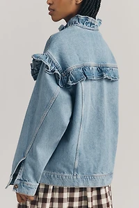 Maeve Denim Ruffle Trucker Jacket