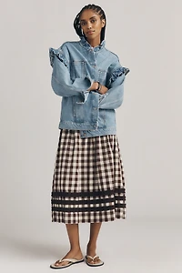 Maeve Denim Ruffle Trucker Jacket
