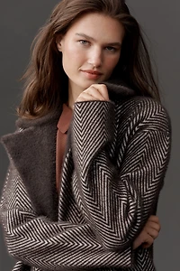 NVLT Chevron Knit Double-Breasted Blazer