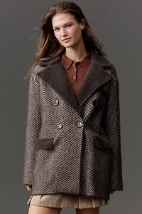 NVLT Chevron Knit Double-Breasted Blazer