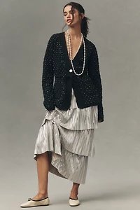 NVLT Crystal-Embellished Belted Knit Blazer