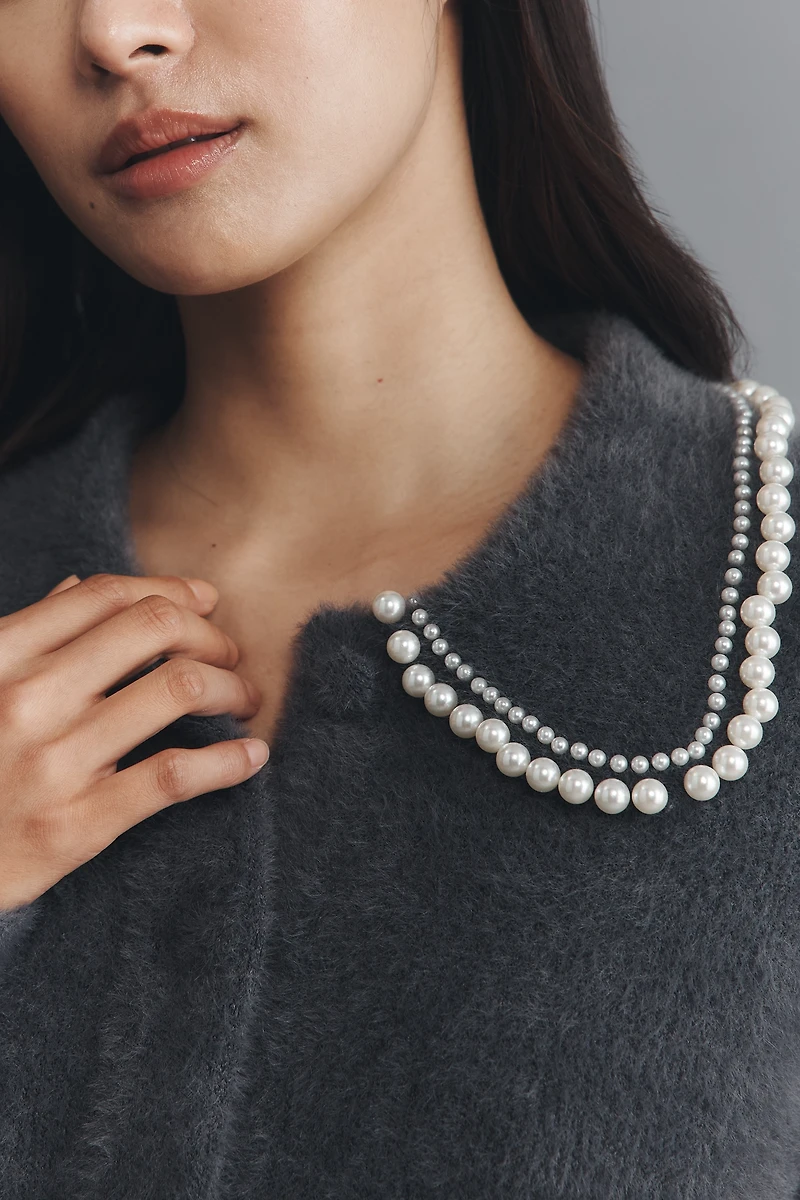NVLT Pearl Collar Knit Jacket