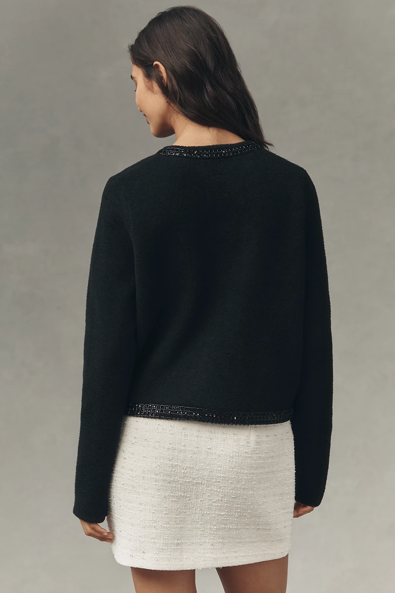 NVLT Crystal-Embellished Trim Knit Lady Jacket