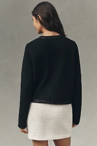 NVLT Crystal-Embellished Trim Knit Lady Jacket