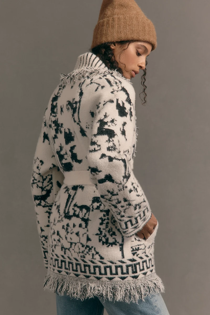NVLT Knit Fringe Cardigan Sweater