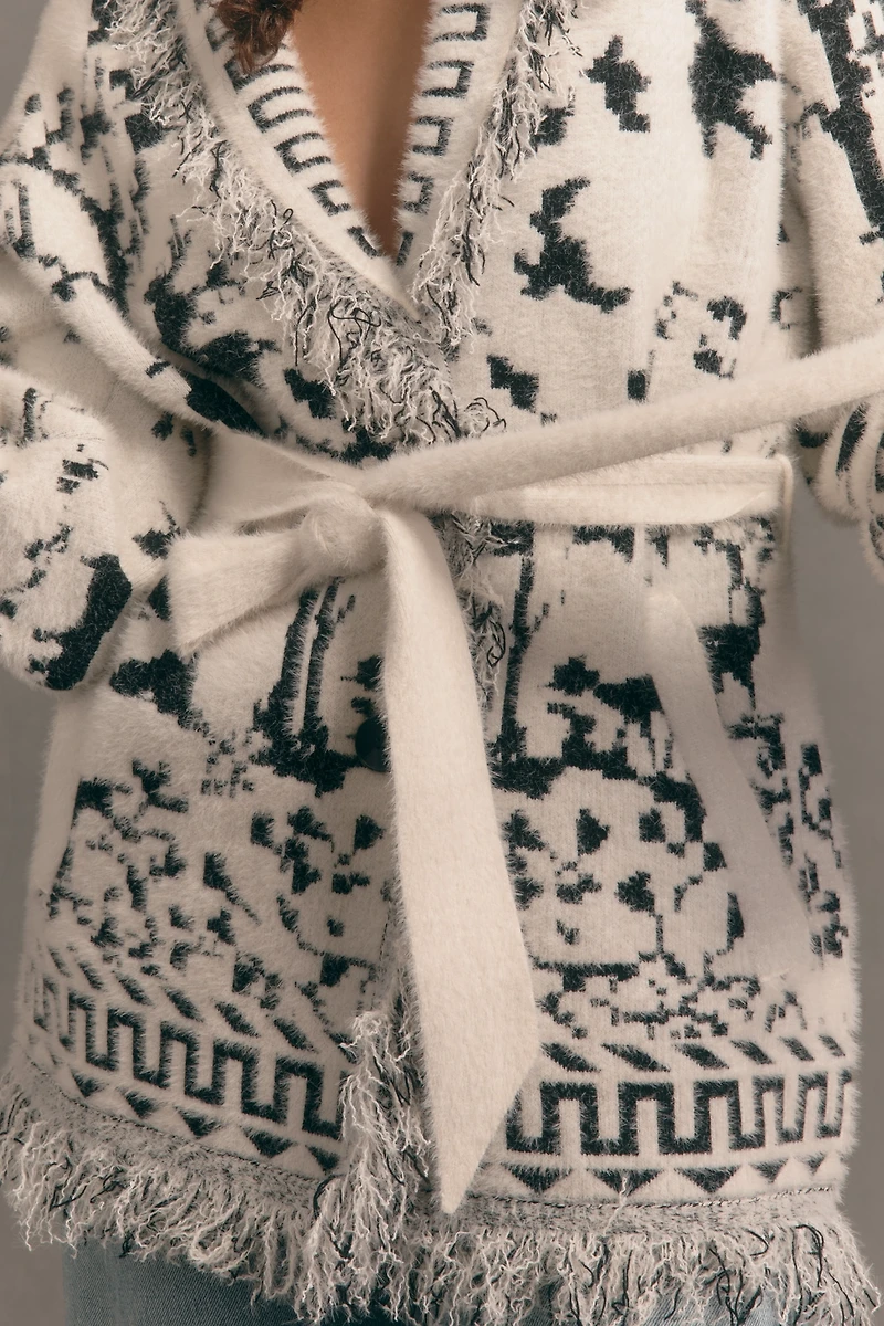 NVLT Knit Fringe Cardigan Sweater