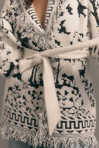 NVLT Knit Fringe Cardigan Sweater