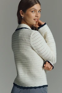 NVLT Crochet Knit Collared Jacket